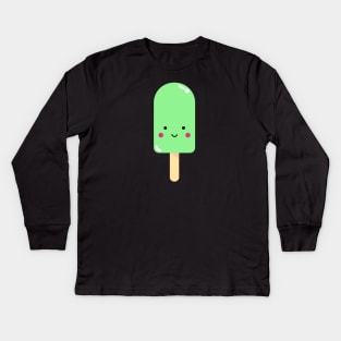 Green Kawaii Ice Pop Kids Long Sleeve T-Shirt